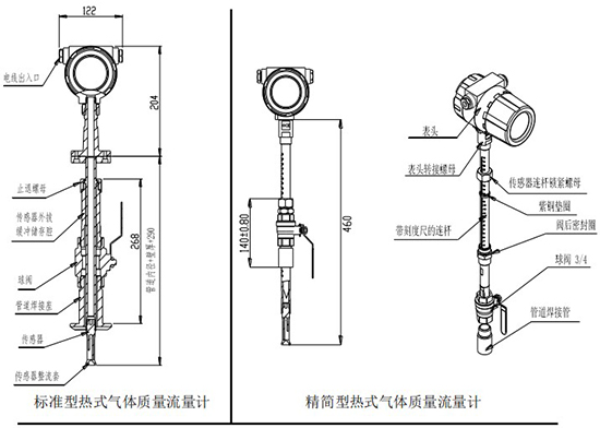 分體型熱式氣體流量計插入式結(jié)構(gòu)圖