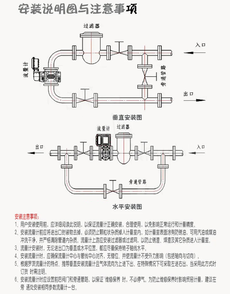 空氣羅茨流量計安裝說明圖