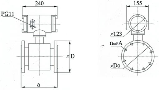 dn100電磁流量計(jì)外形尺寸圖